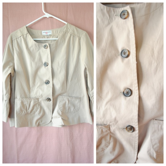 Boxy Bell Sleeve Crop Jacket Khaki Tan Beige M/L - Picture 2 of 6